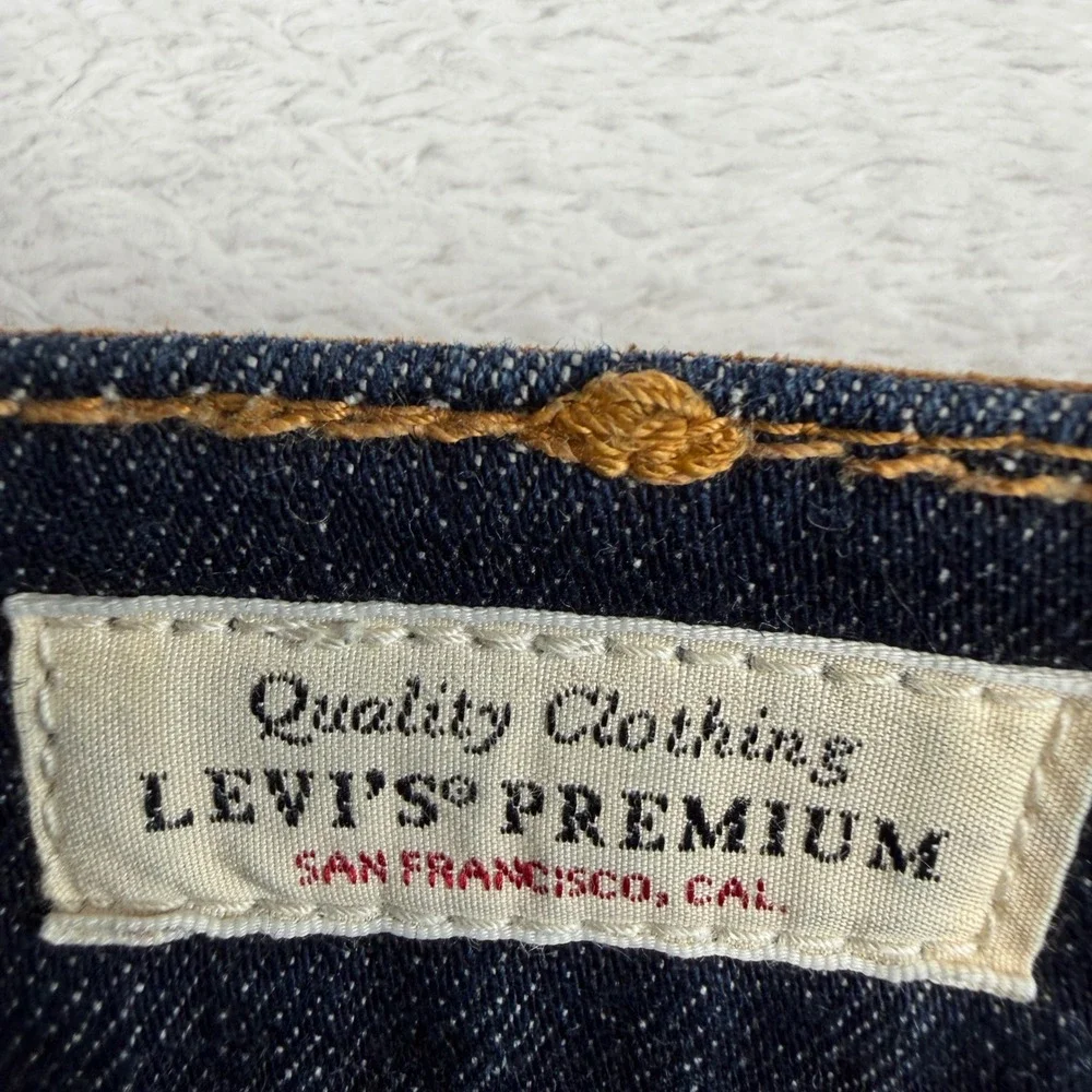 Levi's Premium 512 Slim Taper Jeans 33x34 Dark Wash Indigo Big E Stretch Denim